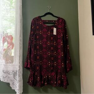 NWT love riche long sleeve ruffle mini dress with back cut out size medium